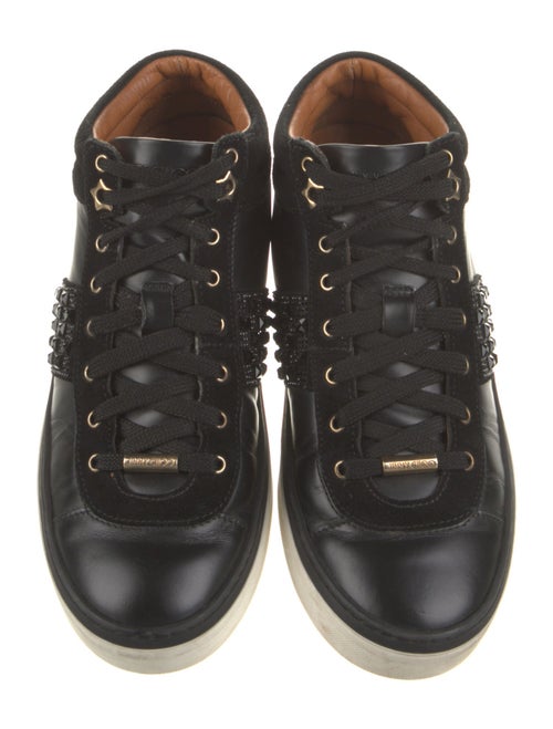 Jimmy Choo Leather Crystal Embellishments Sneakers