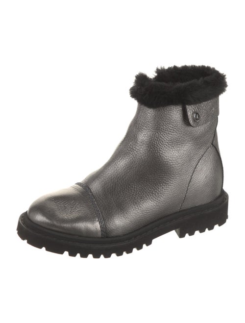 Jimmy Choo Leather Fur Trim Moto Boots