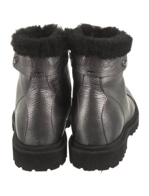 Jimmy Choo Leather Fur Trim Moto Boots