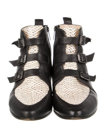 Jimmy Choo GG Embossed Leather Combat Boots