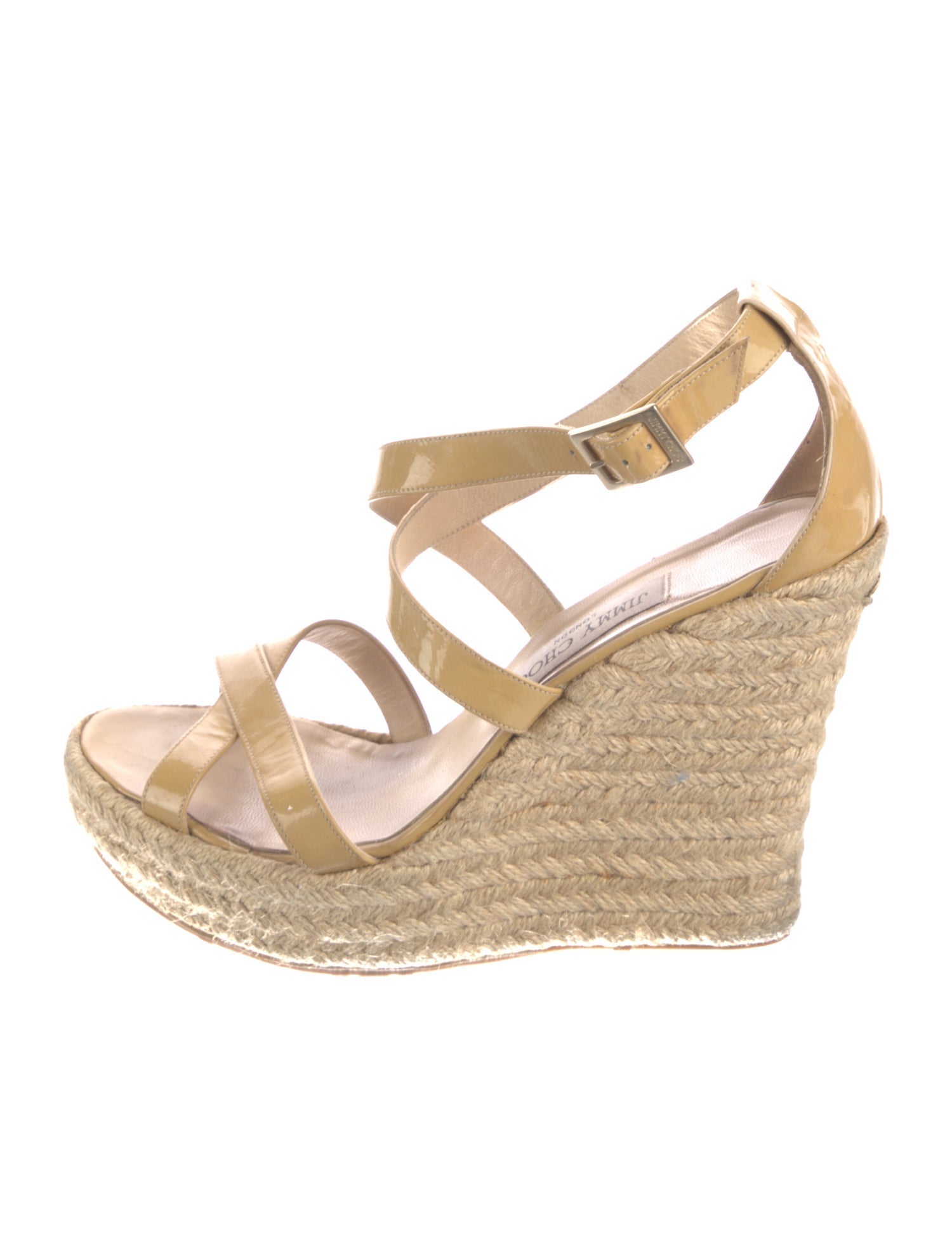 Jimmy Choo Patent Leather Colorblock Pattern Espadrilles