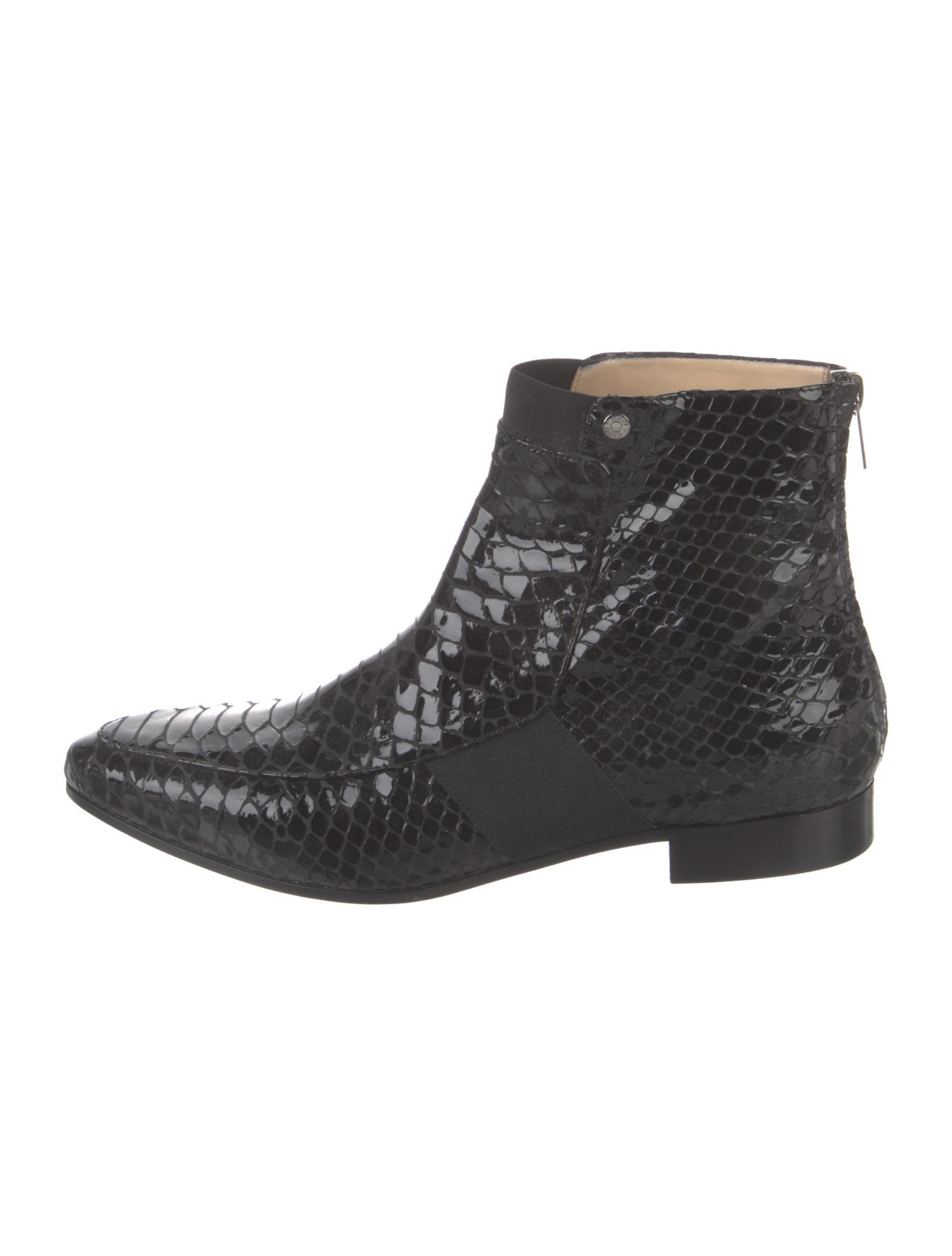Jimmy Choo Patent Leather Animal Print Combat Boots