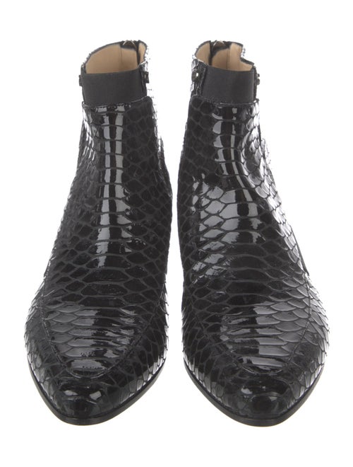 Jimmy Choo Patent Leather Animal Print Combat Boots