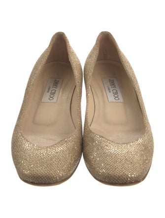 Jimmy Choo Leather Glitter Accents Flats