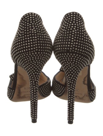 Jimmy Choo Suede Studded Accents T-Strap Pumps