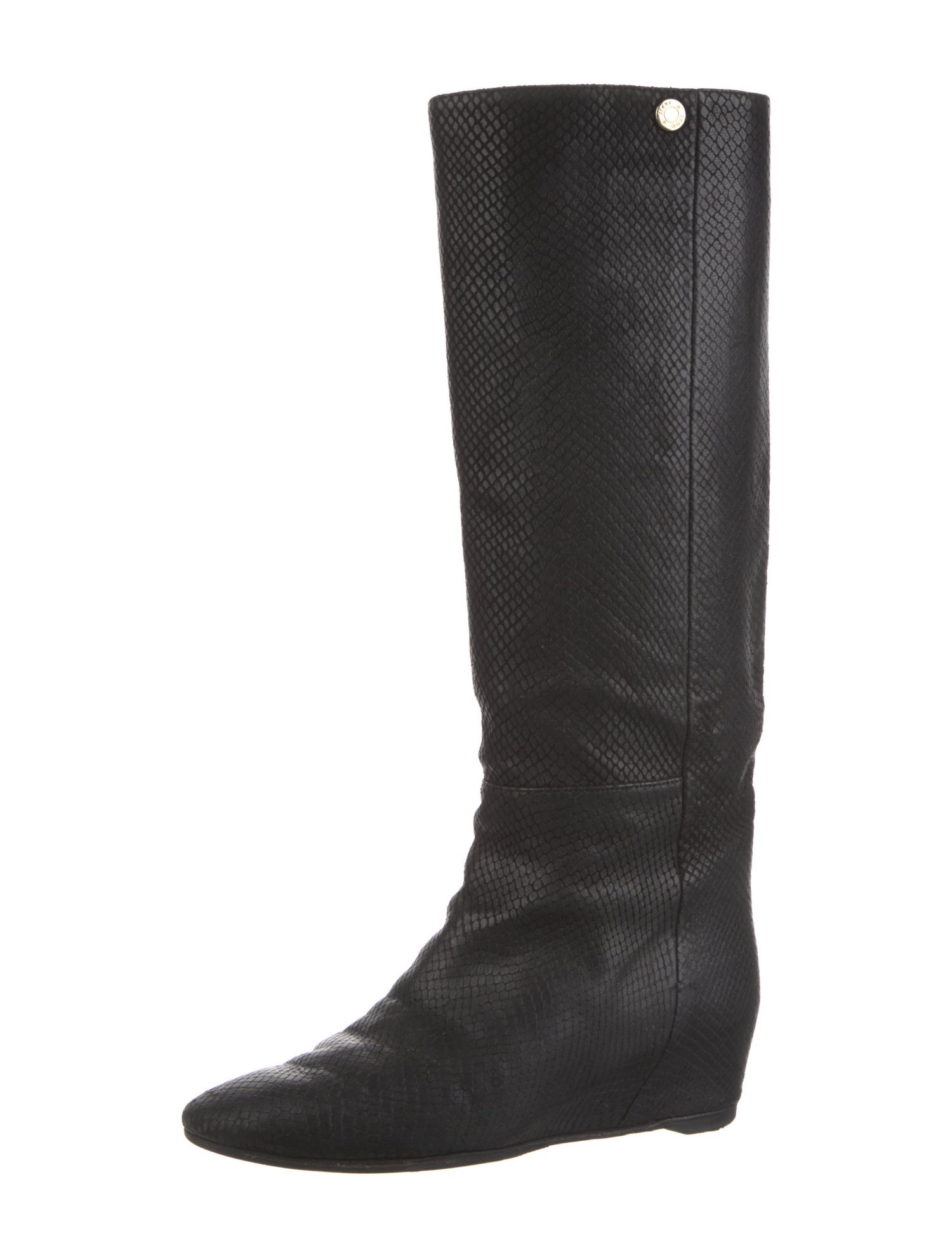 Jimmy Choo Embossed Leather Riding Boots