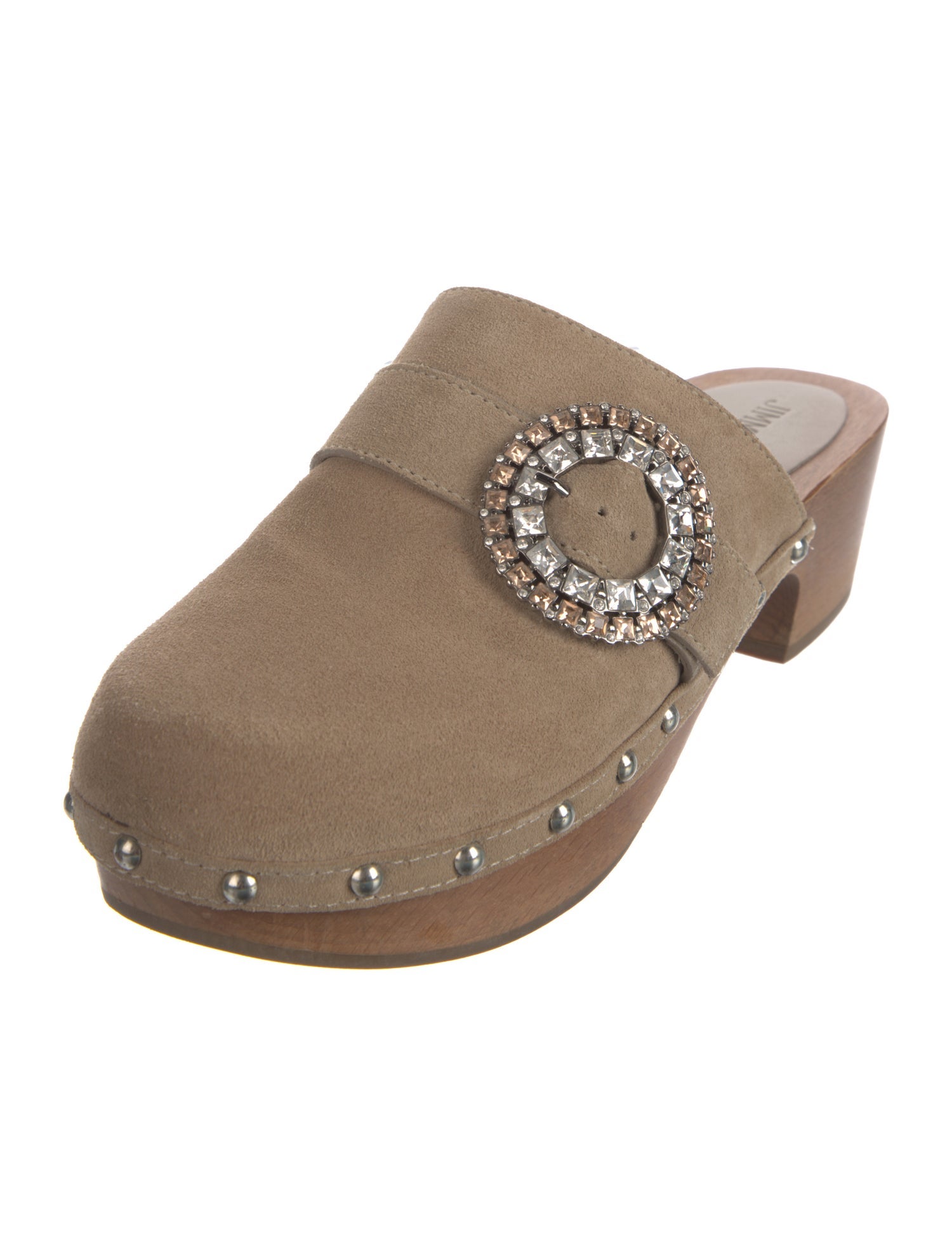 Jimmy Choo Suede Crystal Embellishments Mules