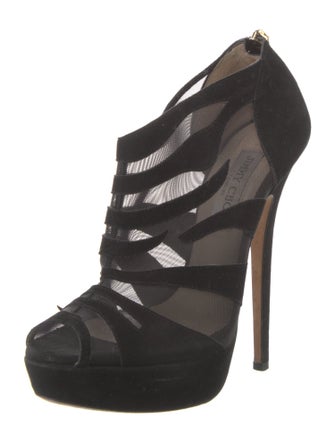 Jimmy Choo Suede Mesh Accents Pumps