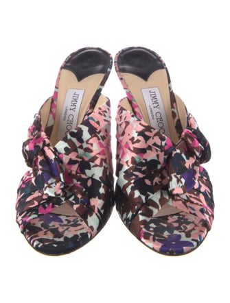 Jimmy Choo Satin Floral Print Slides