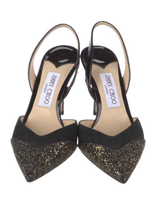 Jimmy Choo Patent Leather Sequin Embellishments Slingback Pumps