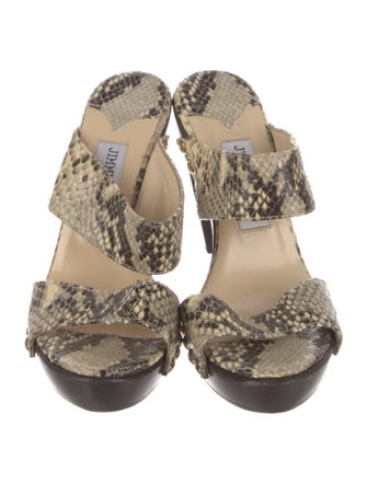 Jimmy Choo Embossed Leather Animal Print Slides
