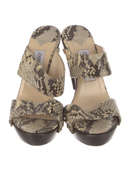 Jimmy Choo Embossed Leather Animal Print Slides