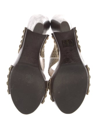 Jimmy Choo Embossed Leather Animal Print Slides