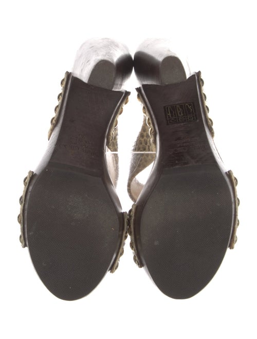 Jimmy Choo Embossed Leather Animal Print Slides