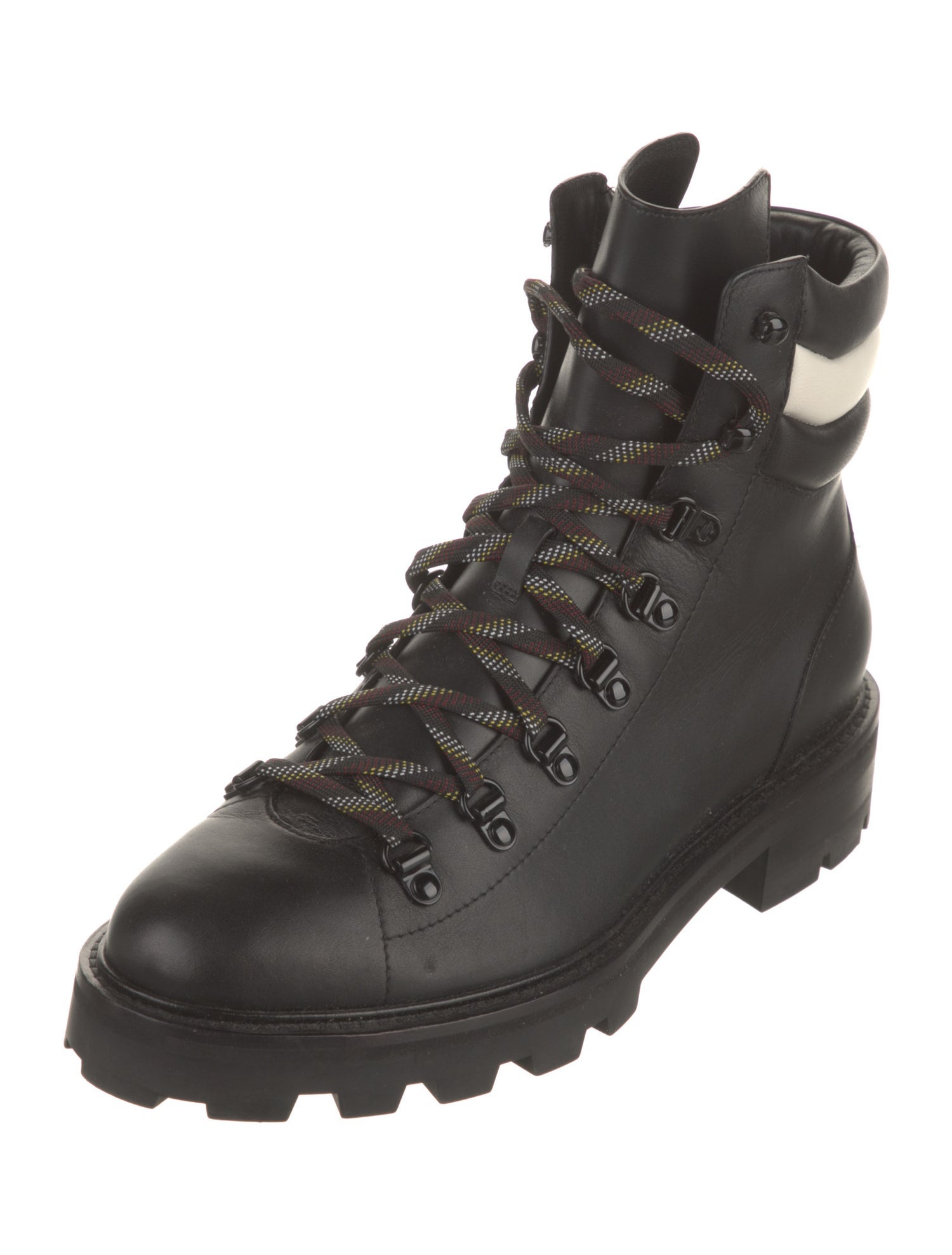 Jimmy Choo Leather Colorblock Pattern Combat Boots
