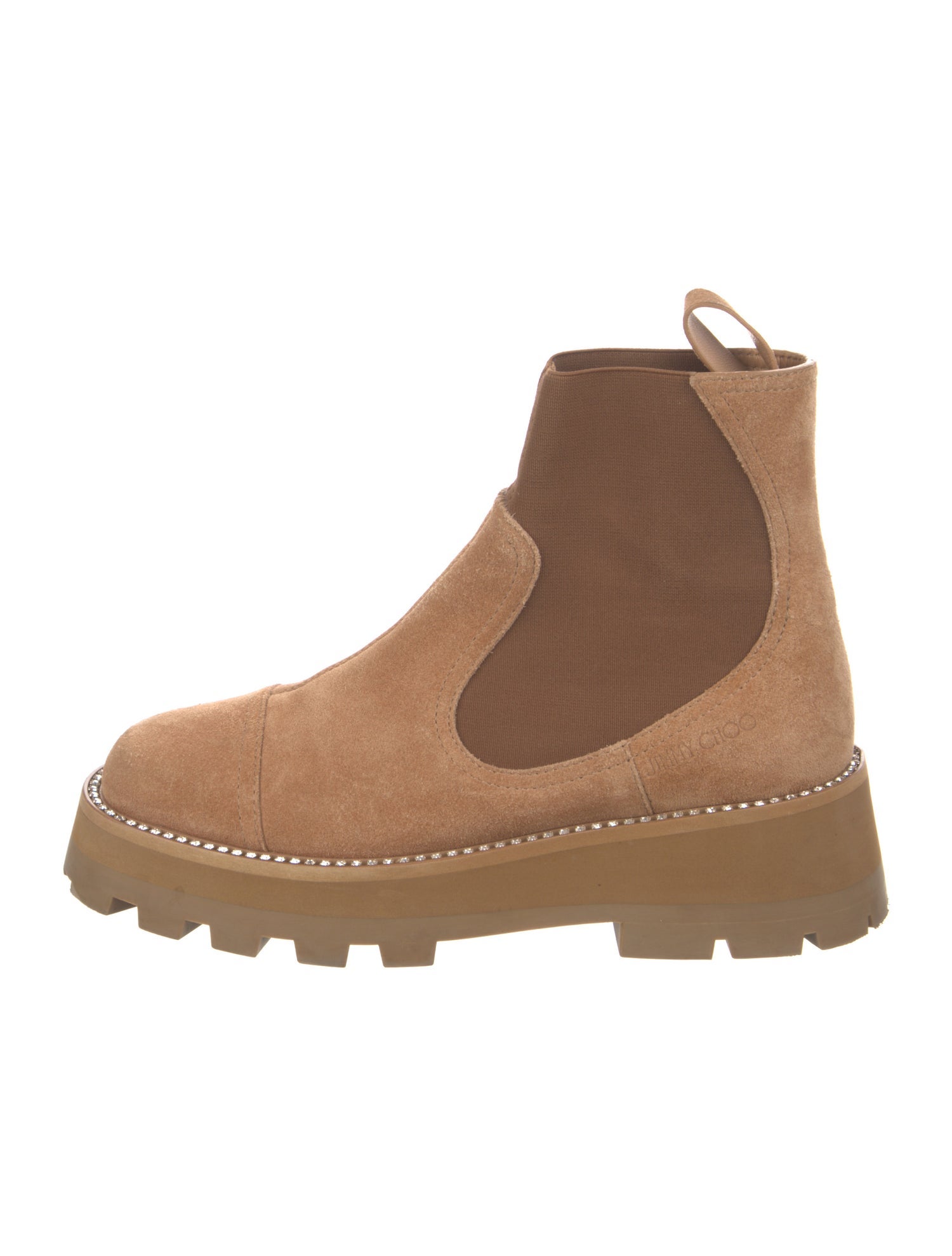 Jimmy Choo Suede Crystal Embellishments Chelsea Boots