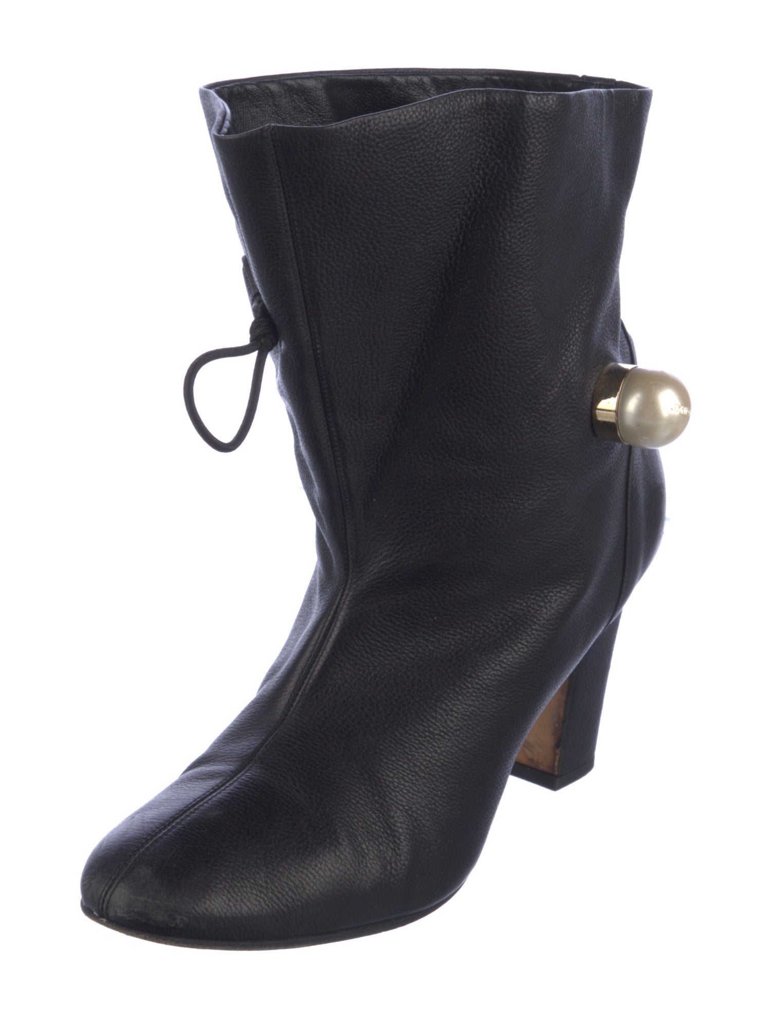 Jimmy Choo Faux Pearl Accents Leather Boots