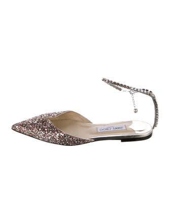 Jimmy Choo Glitter Crystal Embellishments D'Orsay Flats