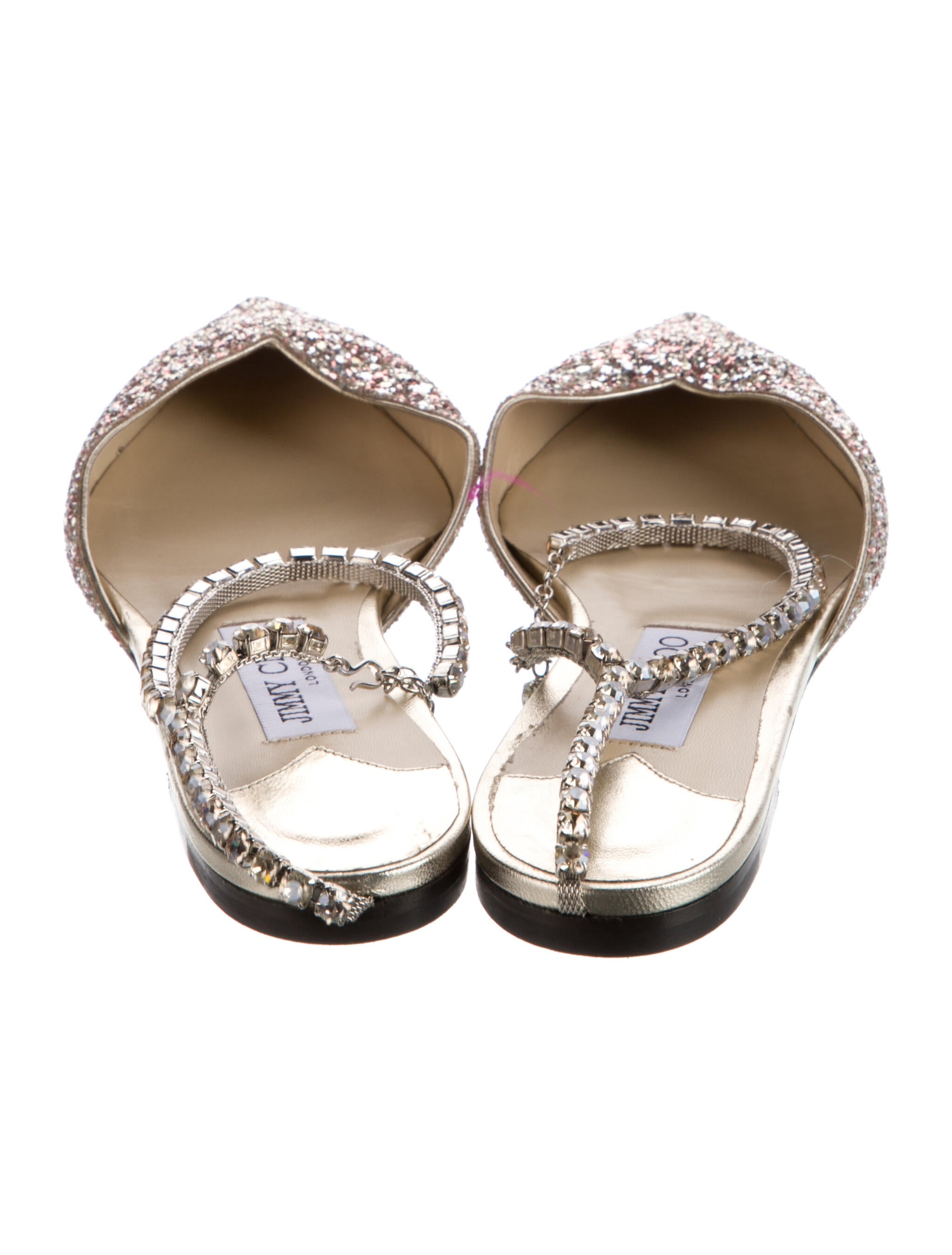 Jimmy Choo Glitter Crystal Embellishments D'Orsay Flats