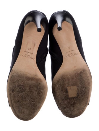 Jimmy Choo Mesh Leather Trim Embellishment Boots