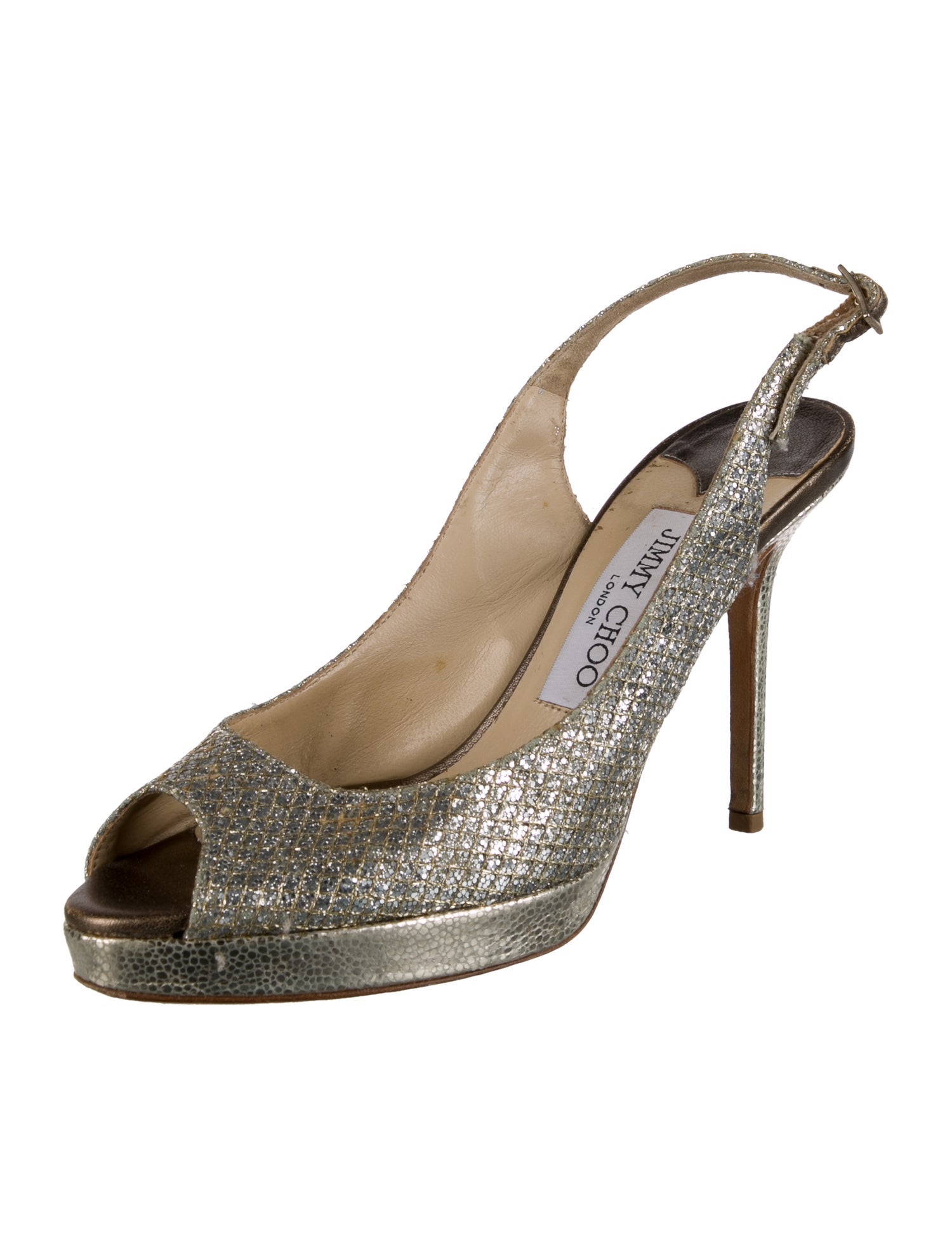 Jimmy Choo Glitter Animal Print Slingback Sandals