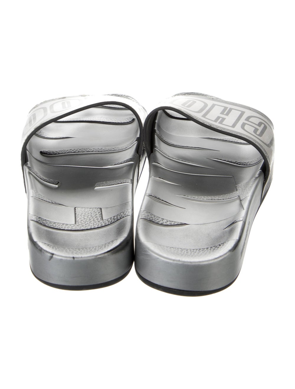Jimmy Choo Leather Slides Black & Silver Graphic … - image 4