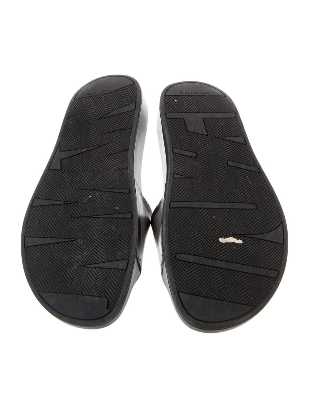 Jimmy Choo Leather Slides Black & Silver Graphic … - image 5