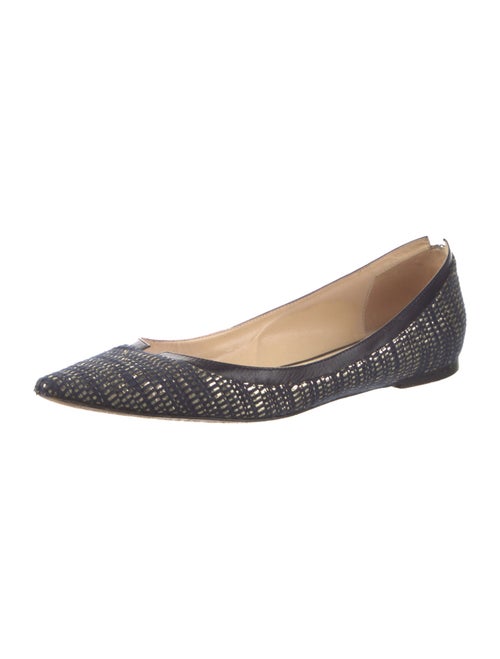 Jimmy Choo Striped Leather Trim Embellishment Flats