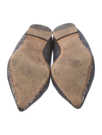 Jimmy Choo Striped Leather Trim Embellishment Flats