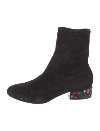 Jimmy Choo Suede Crystal Embellishments Sock Boots