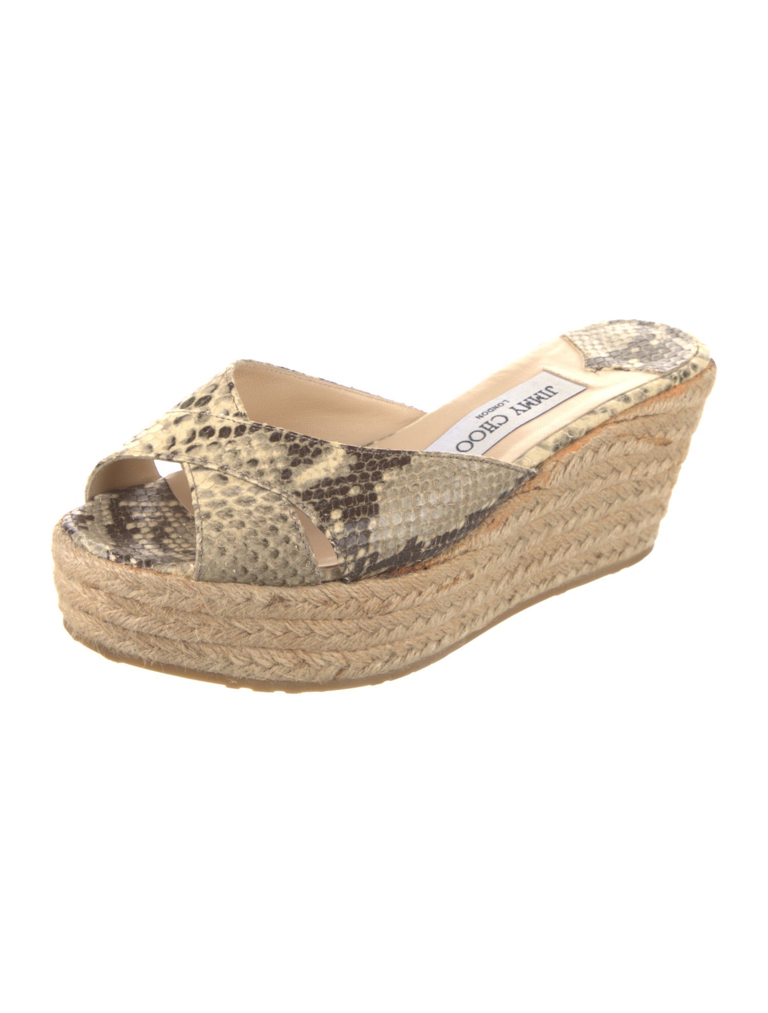 Jimmy Choo Embossed Leather Animal Print Espadrilles