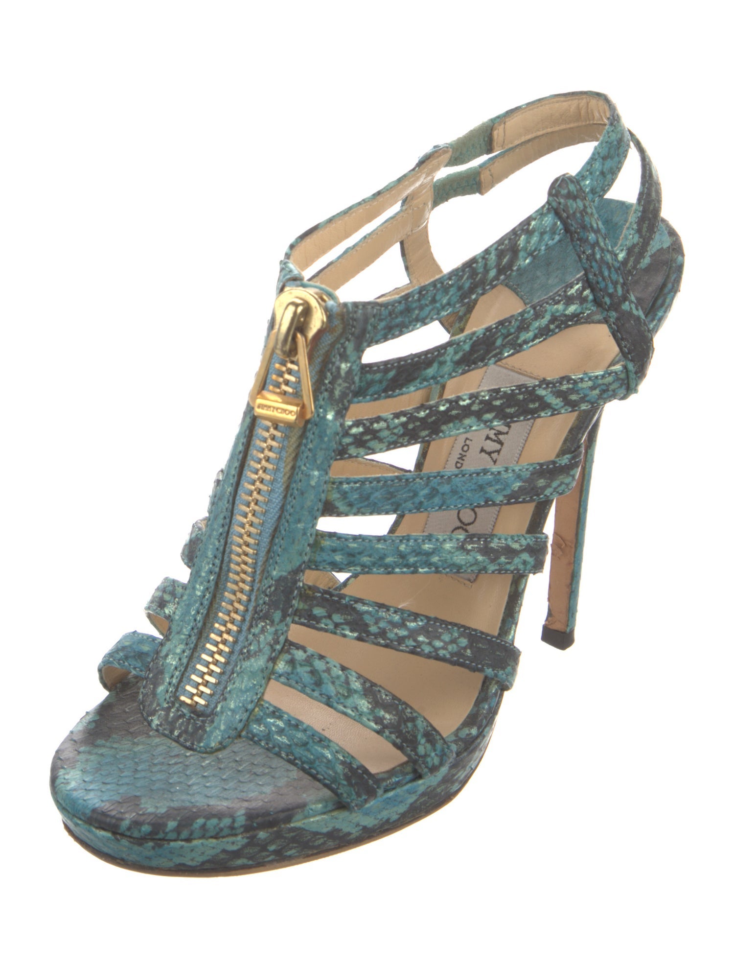 Jimmy Choo Snakeskin Animal Print Gladiator Sandals