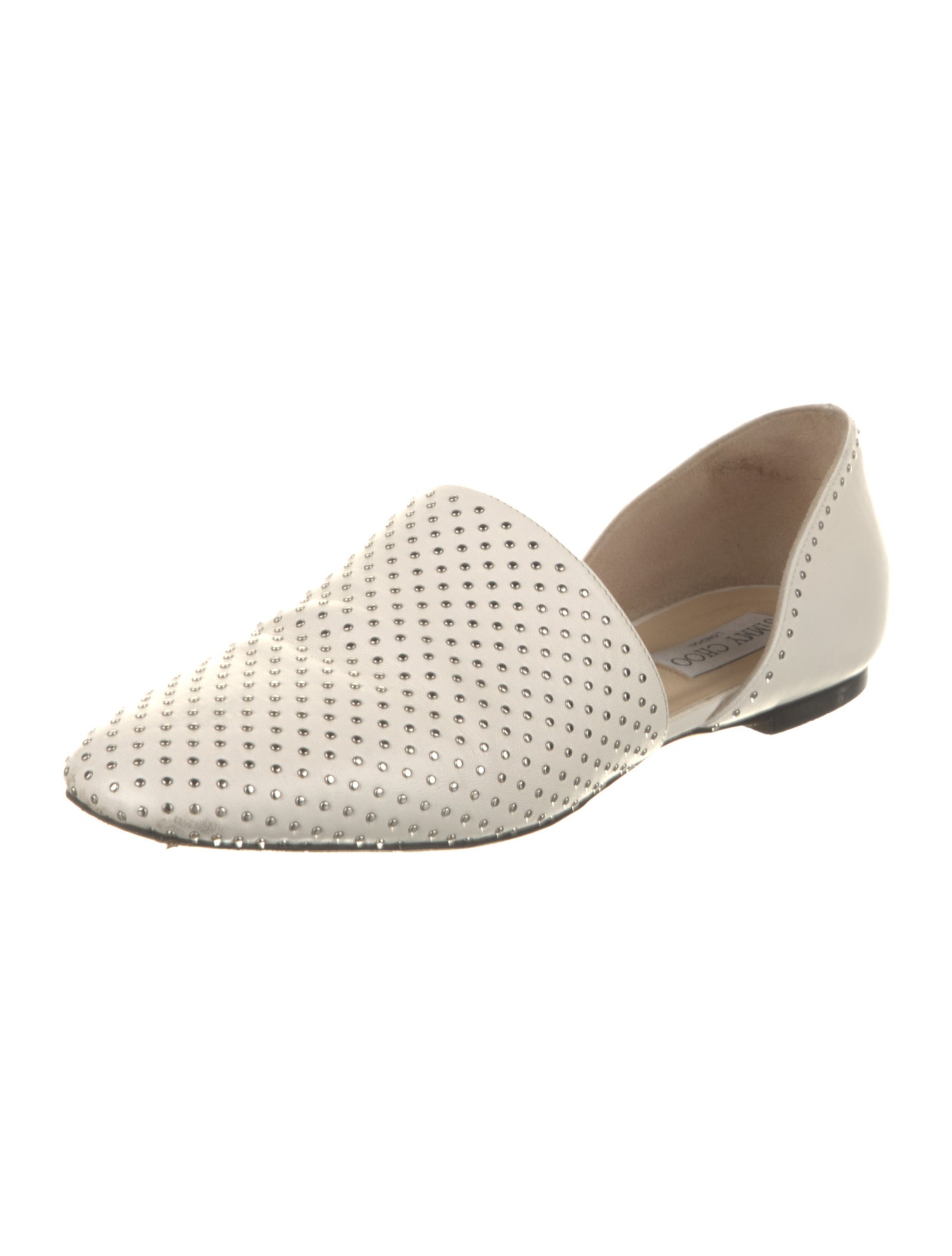 Jimmy Choo Leather Studded Accents D'Orsay Flats