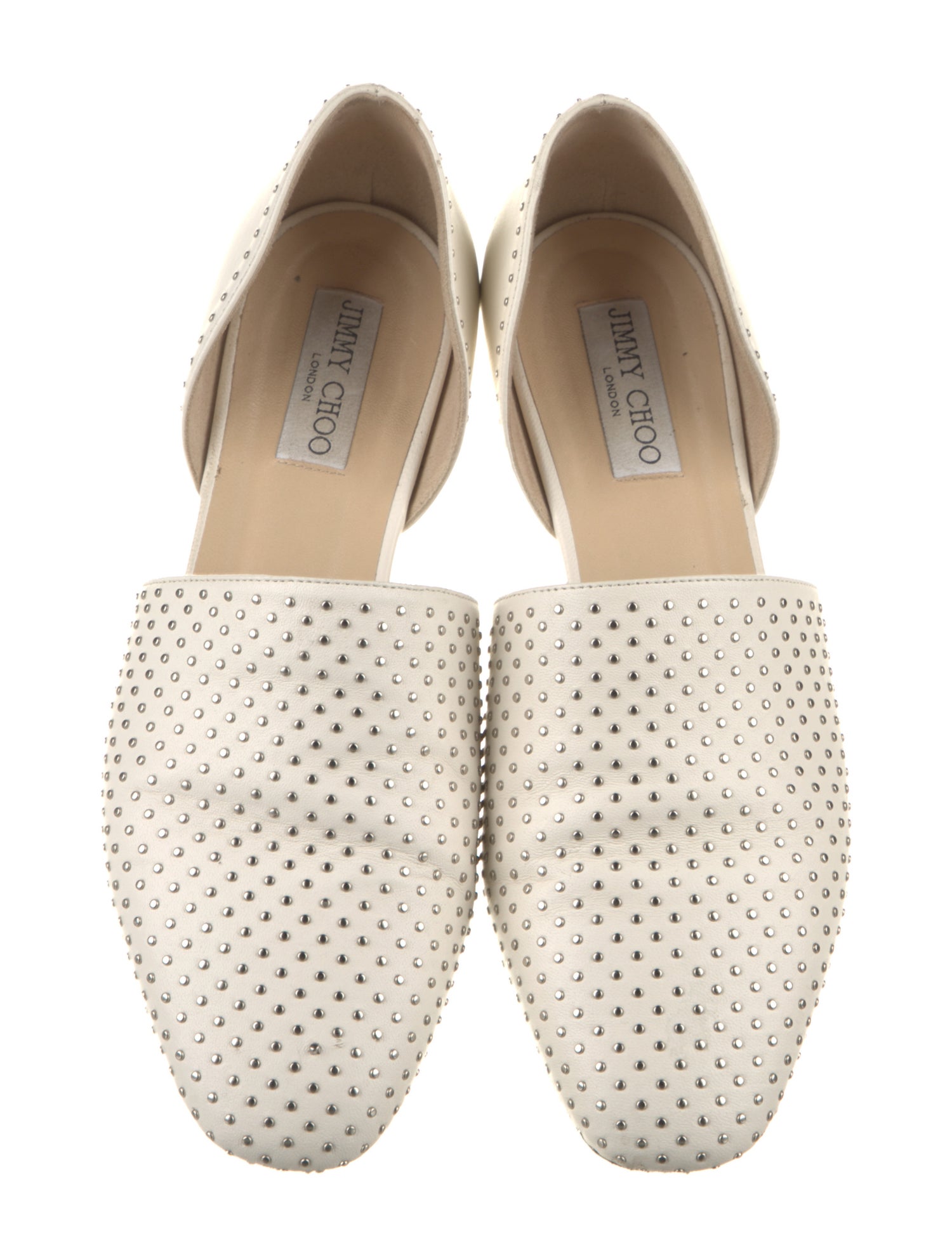 Jimmy Choo Leather Studded Accents D'Orsay Flats