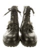 Jimmy Choo Leather Crystal Embellishments Combat Boots