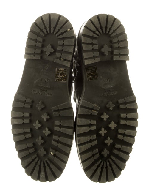 Jimmy Choo Leather Crystal Embellishments Combat Boots