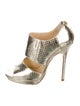 Jimmy Choo Embossed Leather Animal Print Slingback Sandals
