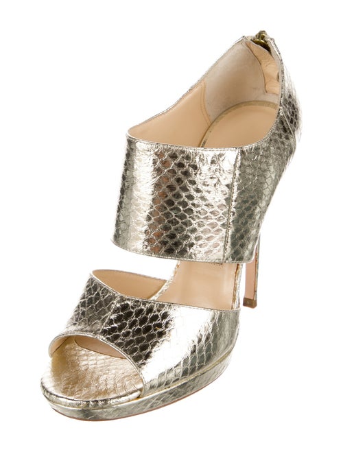 Jimmy Choo Embossed Leather Animal Print Slingback Sandals