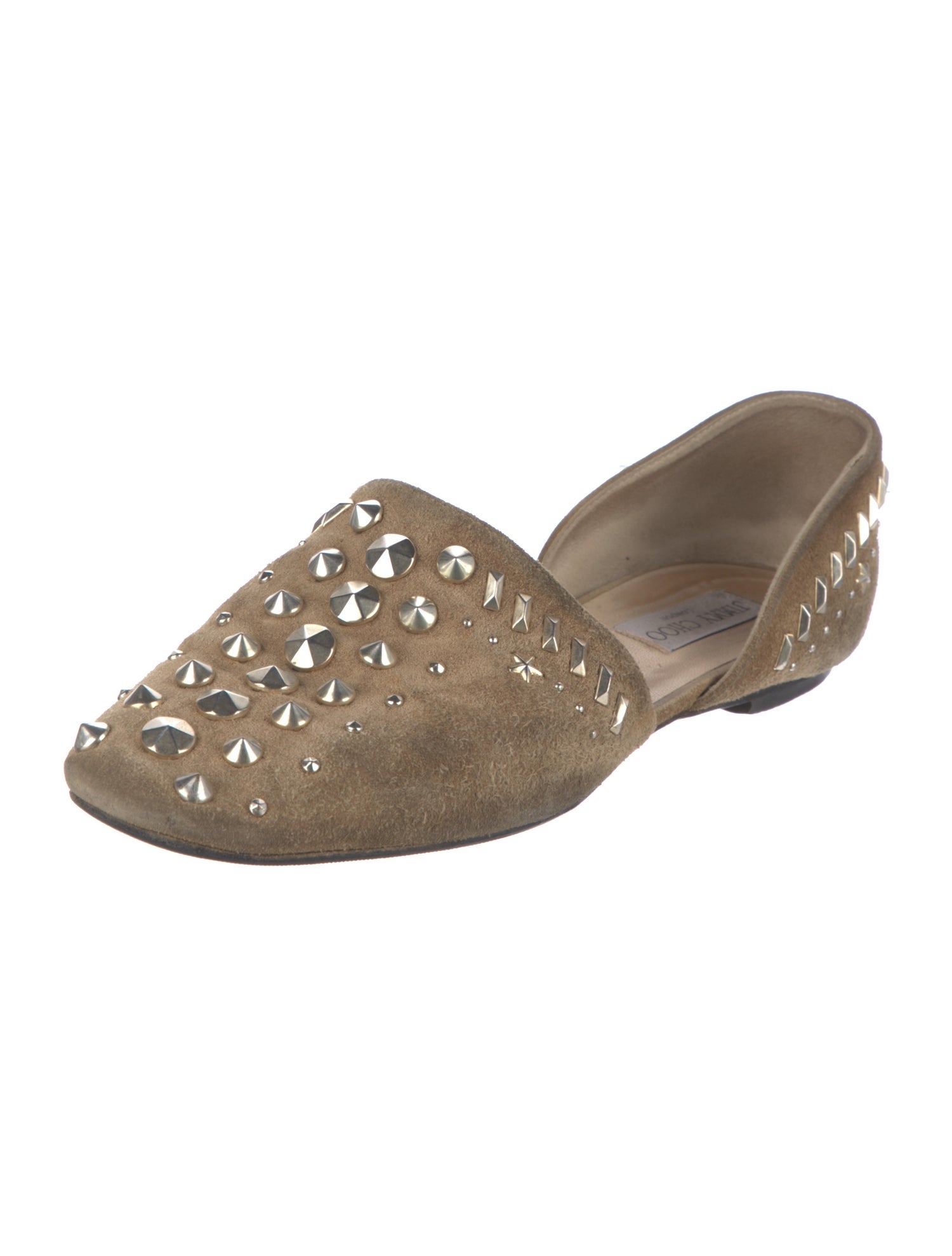 Jimmy Choo Suede Studded Accents D'Orsay Flats