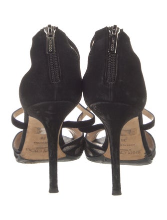 Jimmy Choo Suede Glitter Accents T-Strap Pumps