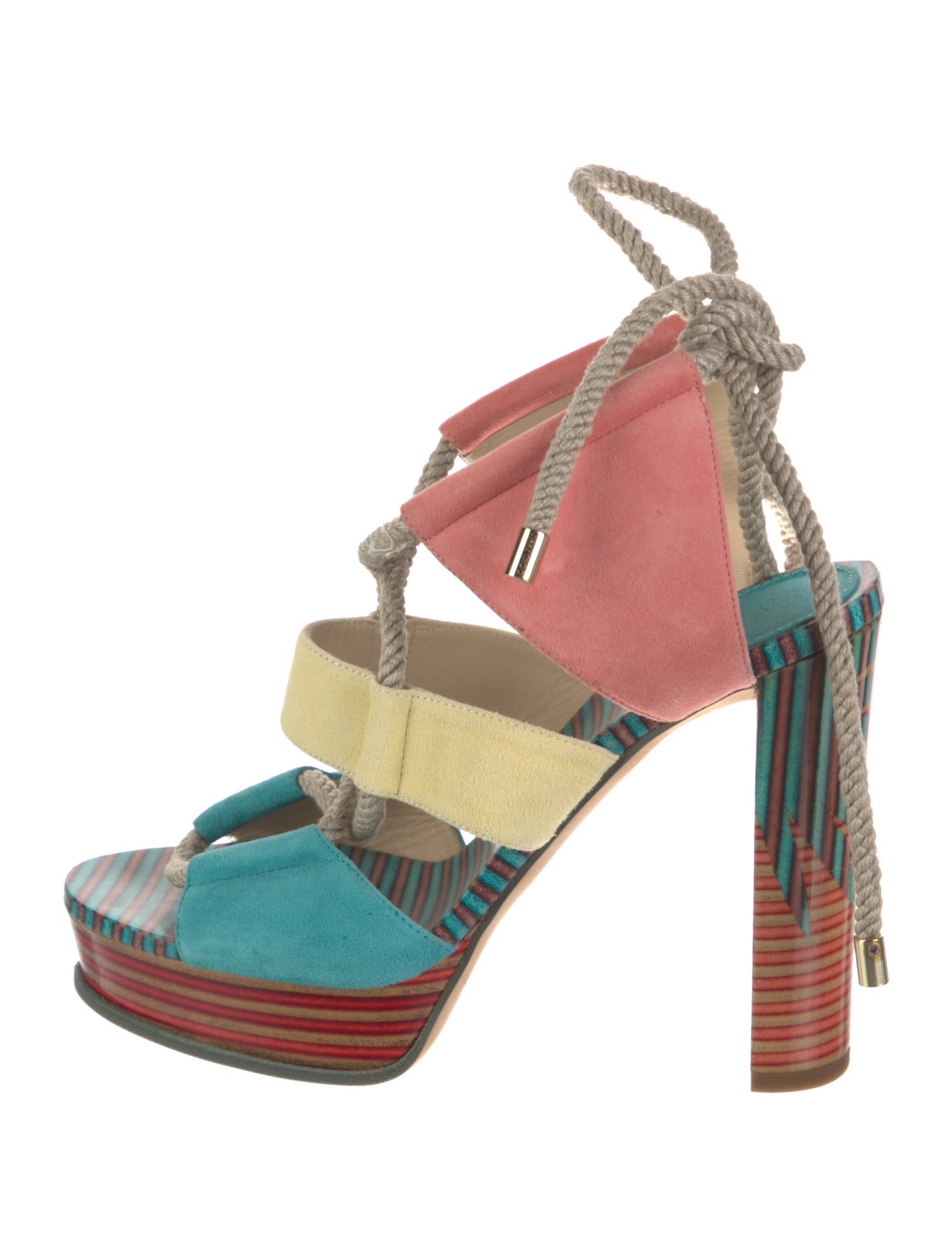 Jimmy Choo Suede Colorblock Pattern Sandals