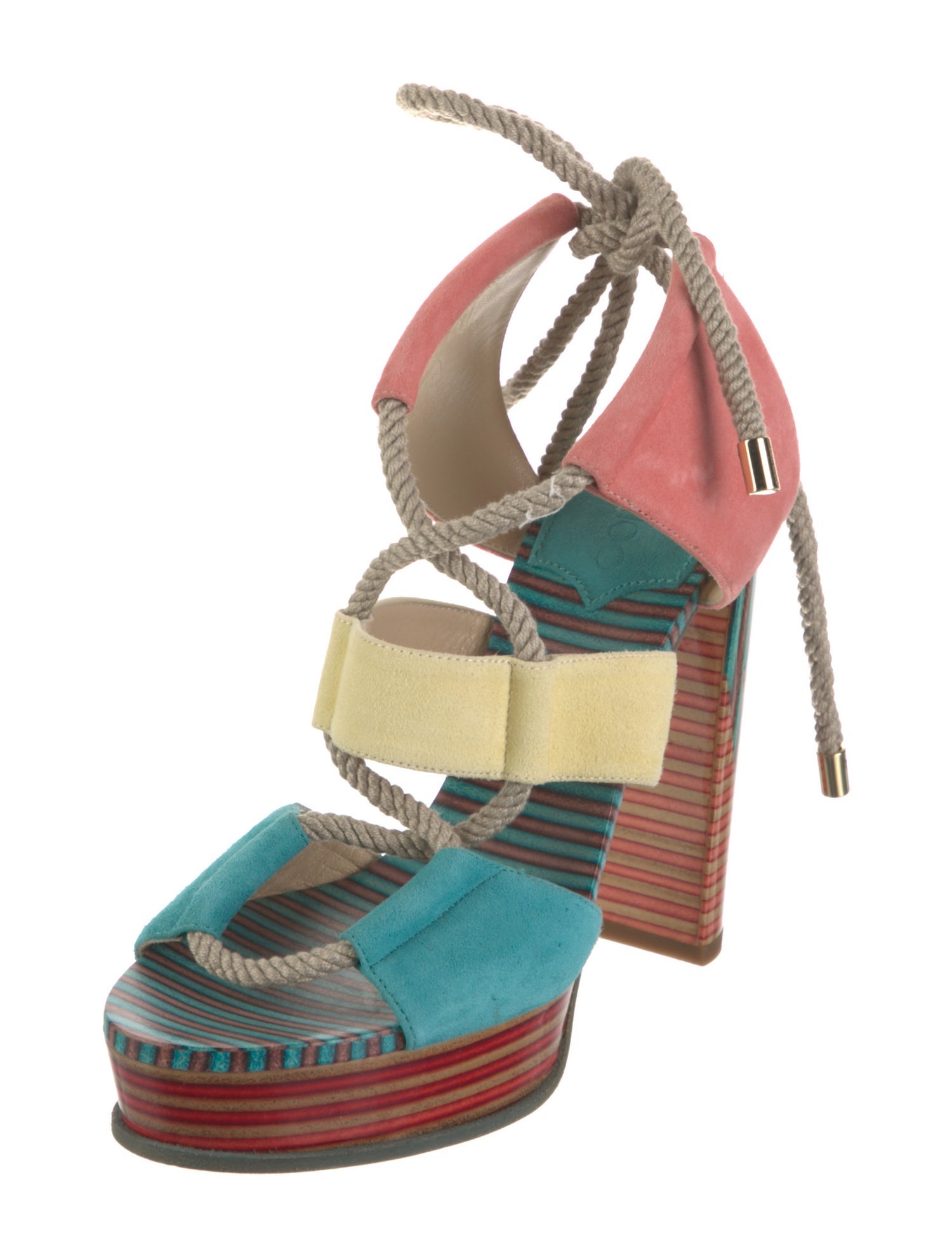 Jimmy Choo Suede Colorblock Pattern Sandals