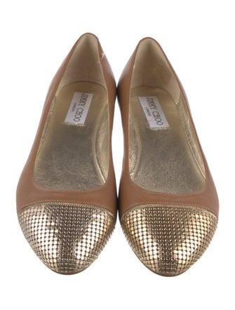 Jimmy Choo Leather Chain-Link Accents Ballet Flats