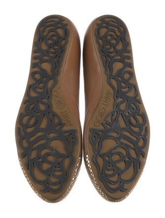 Jimmy Choo Leather Chain-Link Accents Ballet Flats