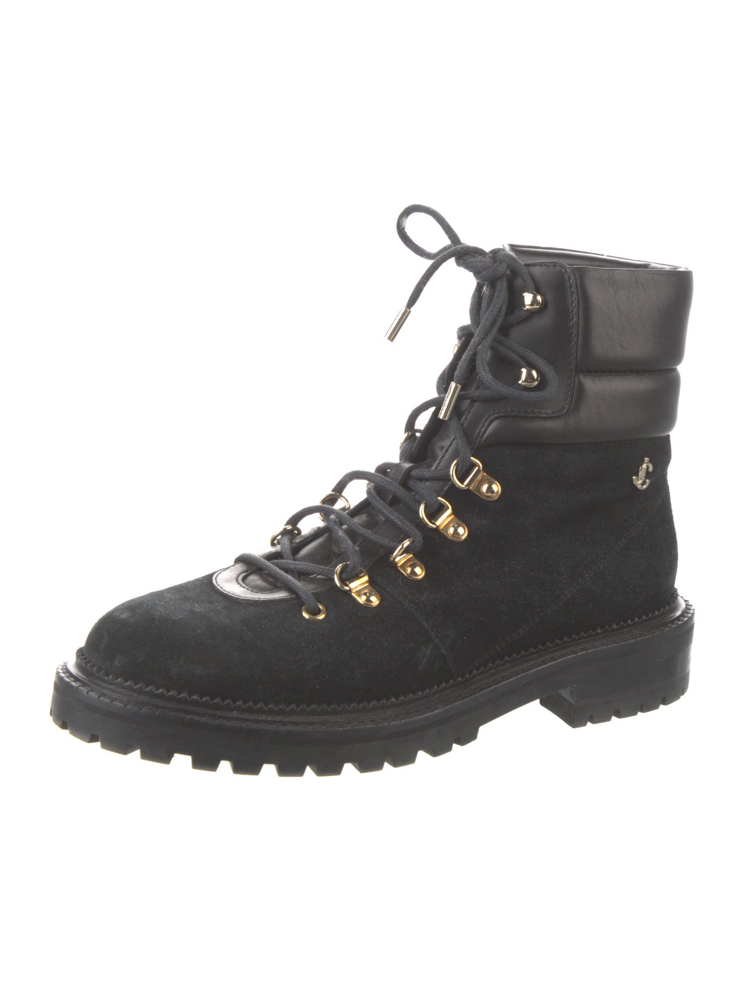 Jimmy Choo Suede Pom-Pom Embellishments Combat Boots
