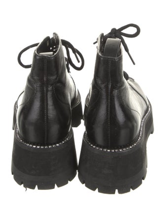 Jimmy Choo Leather Crystal Embellishments Combat Boots