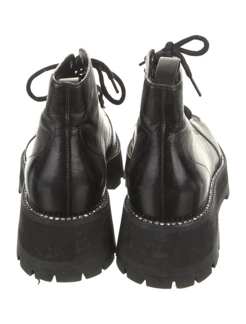 Jimmy Choo Leather Crystal Embellishments Combat Boots