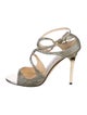 Jimmy Choo Leather Glitter Accents Sandals
