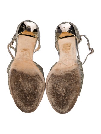 Jimmy Choo Leather Glitter Accents Sandals