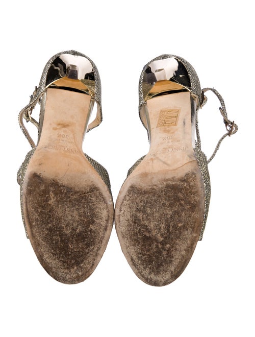 Jimmy Choo Leather Glitter Accents Sandals